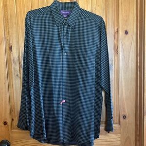 Ralph Lauren Purple Label Black and White Checkered Men's Casual Shirt